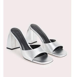 BY FAR Michele Mule in Silver, Size: EU 40